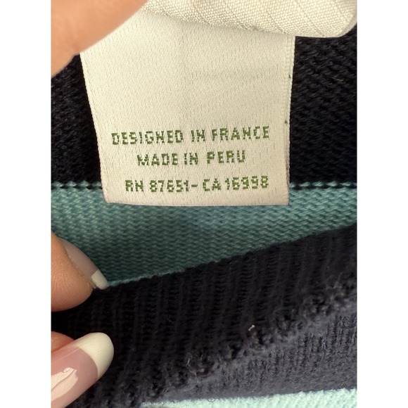 Lacoste Striped Sweater Men's 5 Large Blue Nautical Preppy - Picture 6 of 9